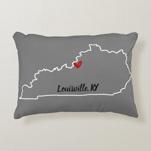 State of Kentucky with Red Heart Accent Pillow (Front)
