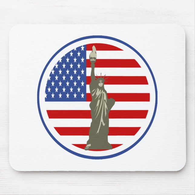 State of Liberty In USA Flag Mouse Pad (Front)