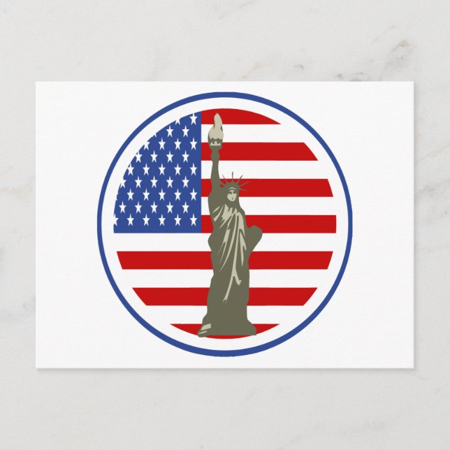 State of Liberty In USA Flag Postcard (Front)