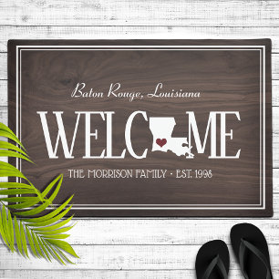 State of Louisiana Personalised Woodgrain Doormat