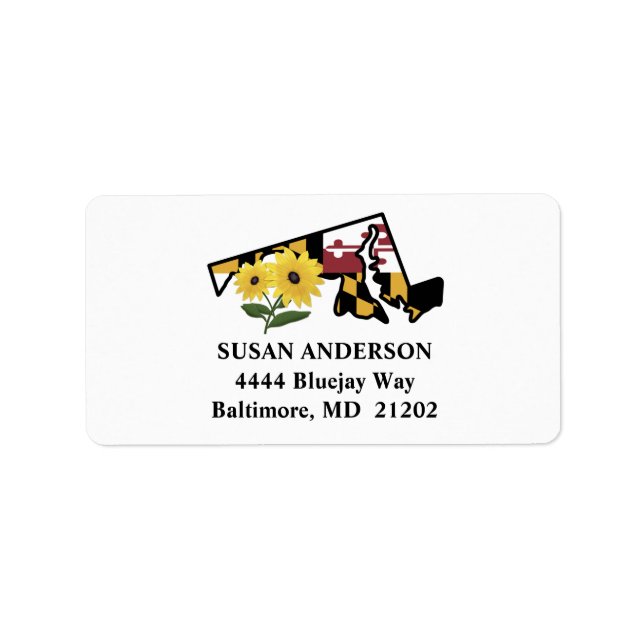 State of Maryland Flag and Flower Black Eyed Susan Label (Front)