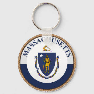 State of Massachusetts Flag Seal Key Ring