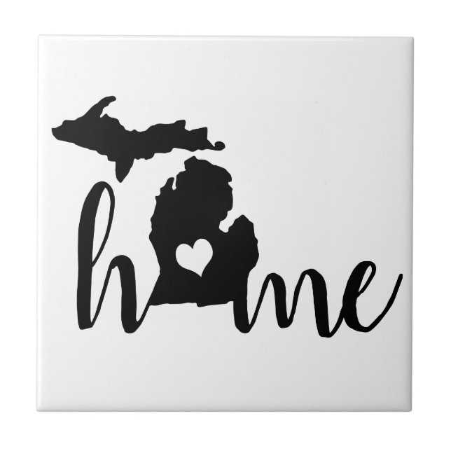 State of Michigan Black Silhouette "Home" Tile (Front)