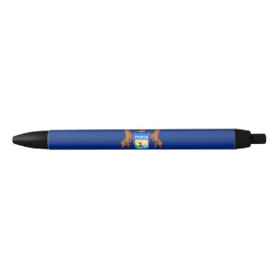 State of Michigan Flag Black Ink Pen