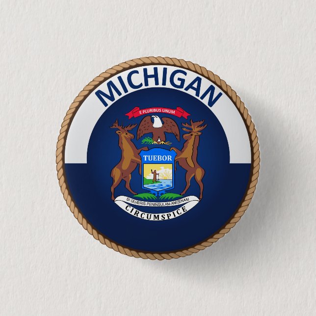 State of Michigan Flag Seal Button (Front)