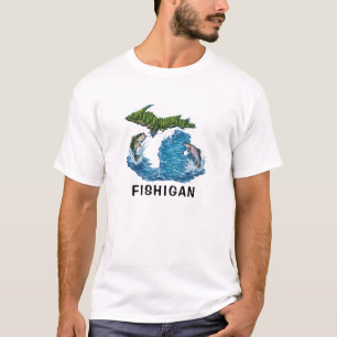 State of Michigan Graphic with Fish T-Shirt
