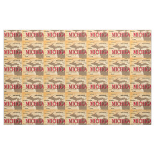 State Of Michigan Map, Detroit, Lansing Fabric
