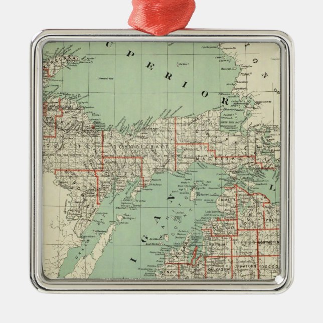 State of Michigan Metal Tree Decoration (Front)