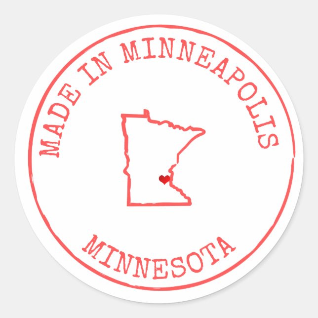 State of Minnesota/Address/Business/Wedding Custom Classic Round Sticker (Front)