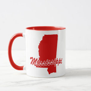 State Of Mississippi Shape Red Mug
