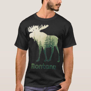 State Of Montana Moose Forest Tree Hunter Wildlife T-Shirt