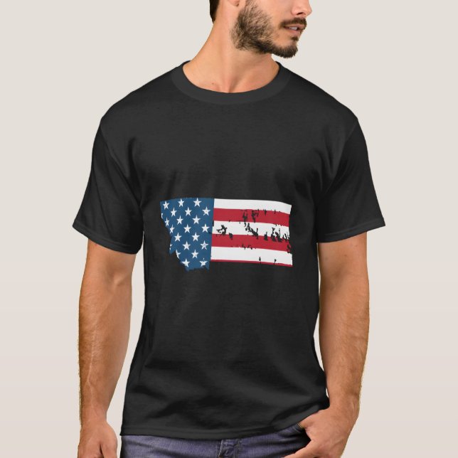 State Of Montana Patriotic Usa Flag For T-Shirt (Front)