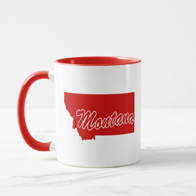 State Of Montana Shape Red Mug (Left)