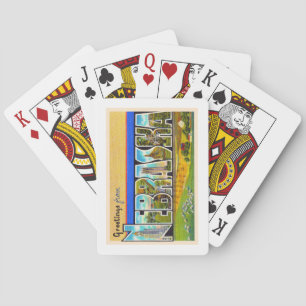 State of Nebraska NE Vintage Large Letter Postcard Playing Cards