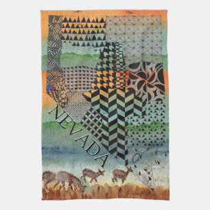 State of Nevada Map Desert Painting Kitchen Towel