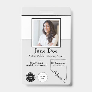 State of Nevada Notary Public Badge with QR Code ID Badge