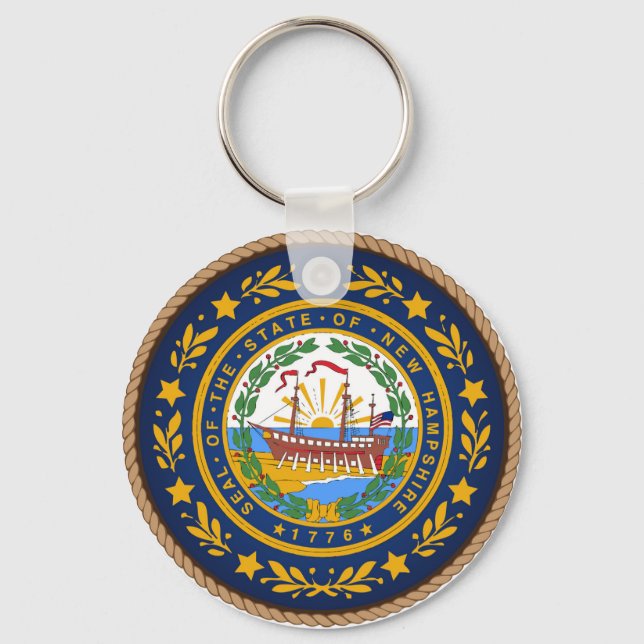 State of New Hampshire Flag Seal Key Ring (Front)
