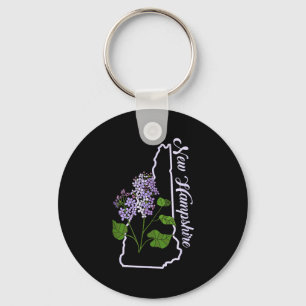 State Of New Hampshire Purple Lilac Flower  Key Ring