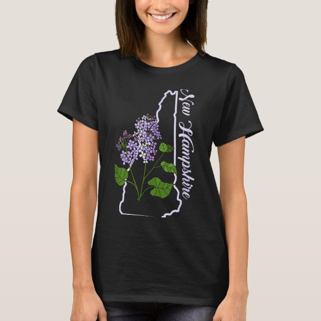 State Of New Hampshire Purple Lilac Flower  T-Shirt (Front)