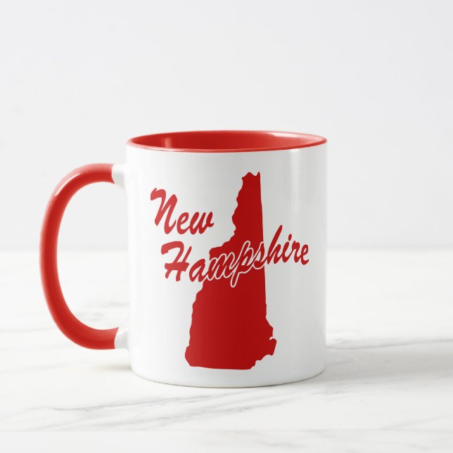 State Of New Hampshire Shape Red Mug (Left)