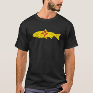 State of New Mexico Fishing Flag Vintage Fish Trou T-Shirt