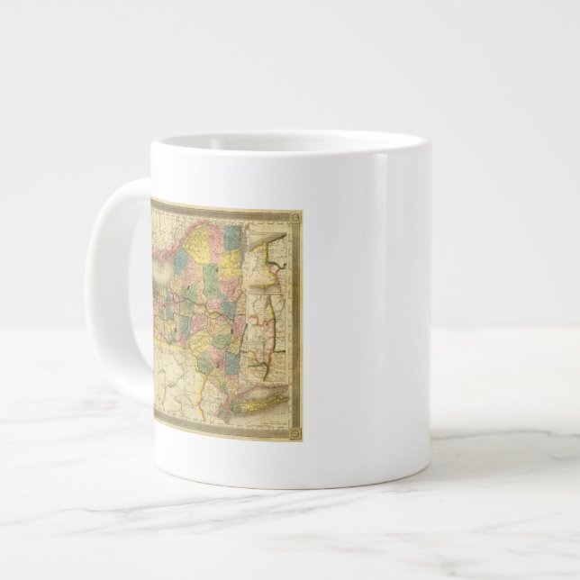 State of New York by DH Burr Large Coffee Mug (Front Left)
