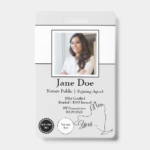 State of New York Notary Public Badge with QR Code ID Badge