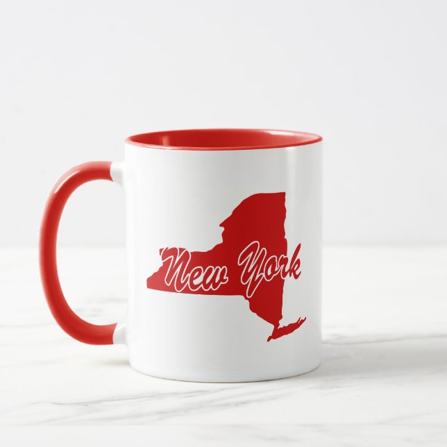 State Of New York Shape Red Mug (Left)
