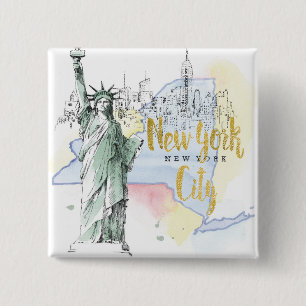 State of New York   Statue of Liberty 15 Cm Square Badge