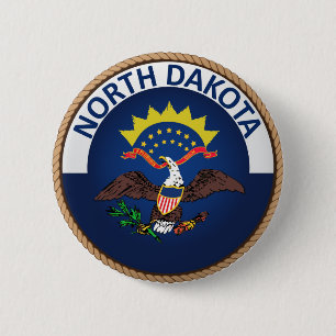 State of North Dakota Flag Seal Button