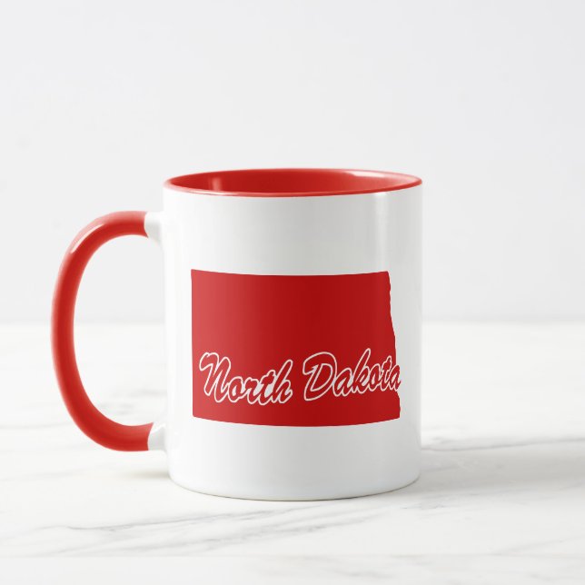 State Of North Dakota Shape Red Mug (Left)