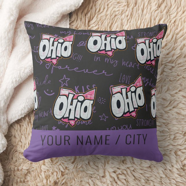 State of Ohio 90s graffiti home decor decoration  Cushion (Creator Uploaded)