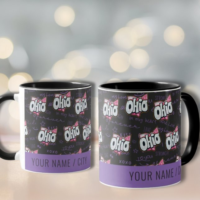 State of Ohio black purple pink pattern Mug (Creator Uploaded)