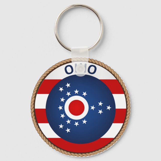State of Ohio Flag Seal Key Ring (Front)