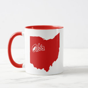 State Of Ohio Shape Red Mug