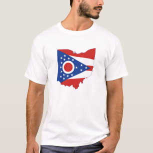 State of Ohio Shaped Ohioan Buckeye States Flag T-Shirt