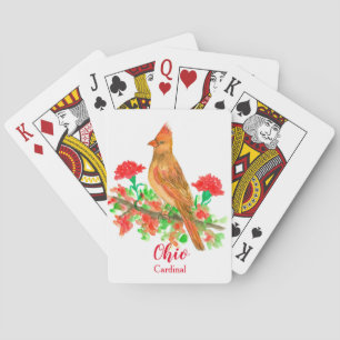 State of Ohio Souvenir Cardinal Bird Watercolor Playing Cards