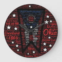 State of Ohio Word Art Round (Large) Wall Clock