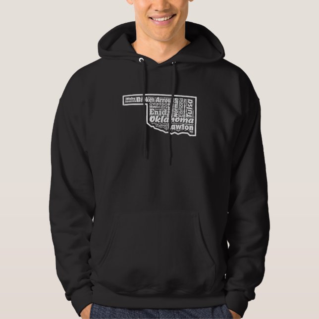 State Of Oklahoma Flag Cities Distressed US Gift Hoodie (Front)