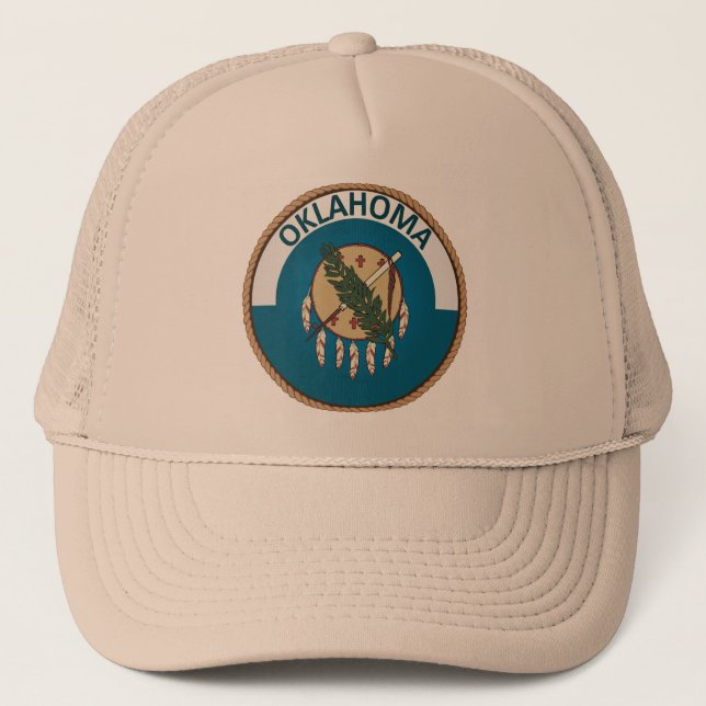 State of Oklahoma Flag Seal Trucker Hat (Front)