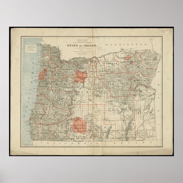 State of Oregon Vintage Map Poster (Front)