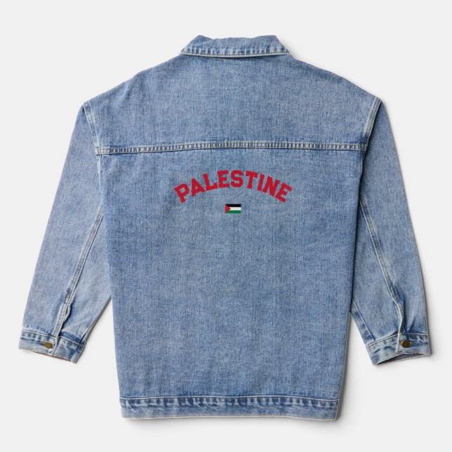 State of Palestine Varsity College University Denim Jacket (Back)