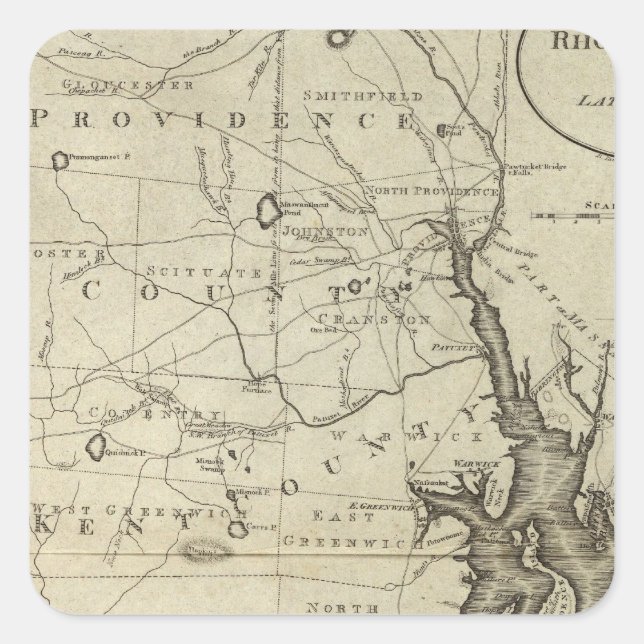 State of Rhode Island 2 Square Sticker (Front)