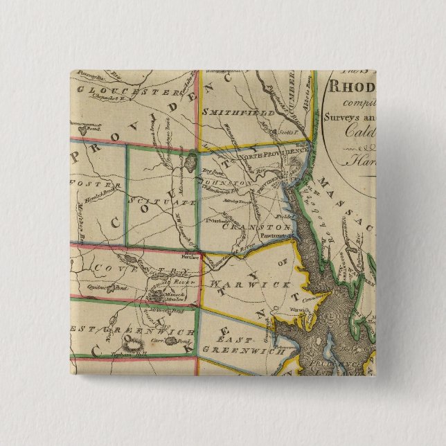 State of Rhode Island 3 15 Cm Square Badge (Front)