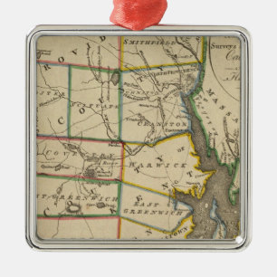 State of Rhode Island 3 Metal Tree Decoration