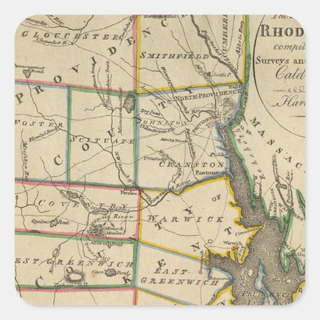 State of Rhode Island 3 Square Sticker (Front)