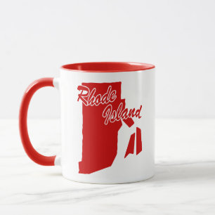 State Of Rhode Island Shape Red Mug