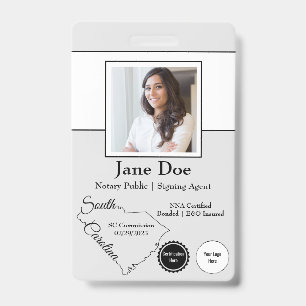 State of South Carolina Notary Badge with QR Code ID Badge