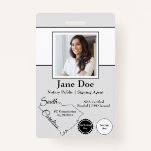 State of South Carolina Notary Badge with QR Code ID Badge