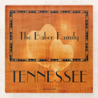 State Of Tennessee Family Name Glass Coaster